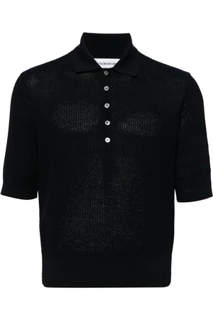 Thom Browne Textured-stitch knit polo shirt