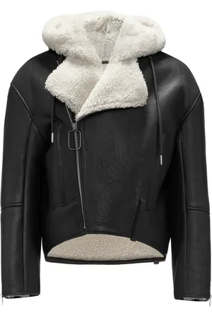 J.W.Anderson Shearling-trim leather biker jacket
