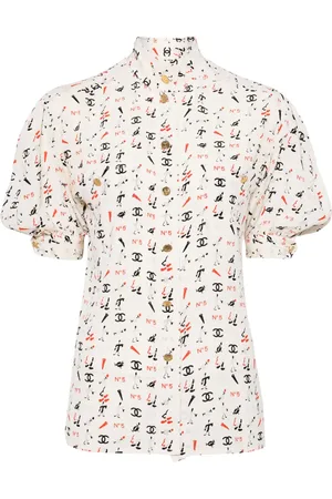 CHANEL CC-print silk shirt