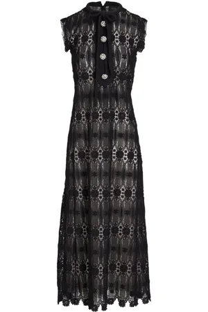 Giambattista Valli Long embroidered macramé dress