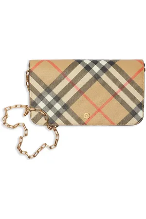Burberry Check chain strap wallet
