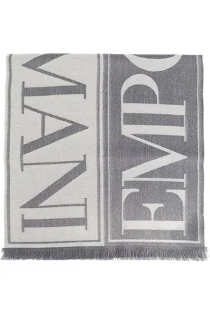 Emporio Armani Logo-jacquard virgin-wool scarf