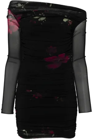 BLUMARINE Rose-print tulle mini dress