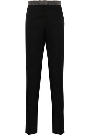 Alexander McQueen Stud-embellished mid-rise tailored trousers