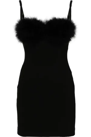 BLUMARINE Faux-fur detail mini dress