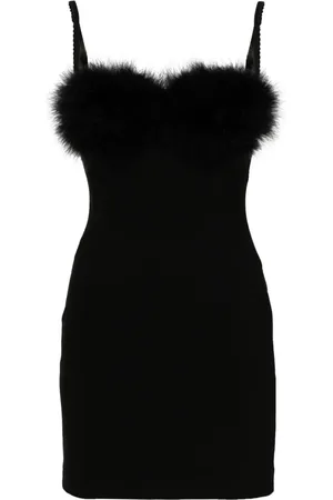 BLUMARINE Faux-fur detail mini dress