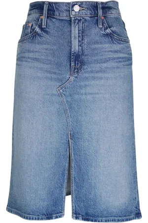 Mother High-rise denim midi skirt