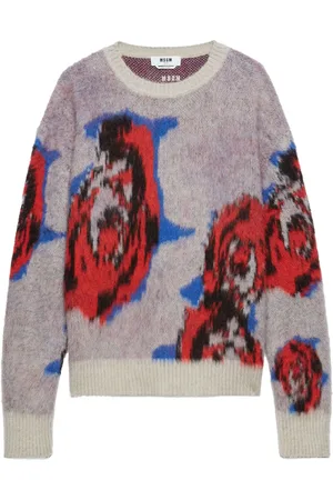 Msgm Rose intarsia print jumper