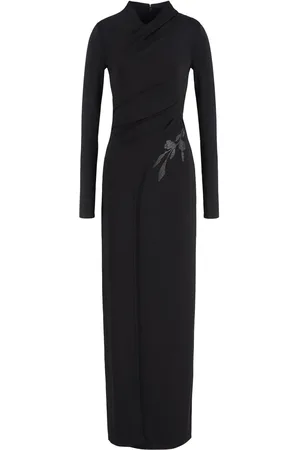 Giorgio Armani Floral-appliqué long-sleeve gown