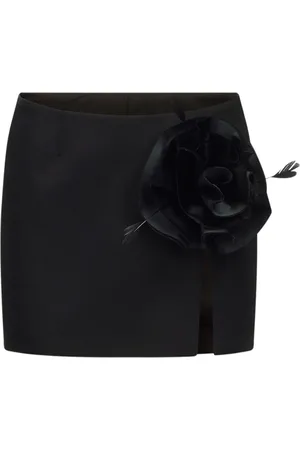 AREA Floral-appliqu?? wool mini skirt