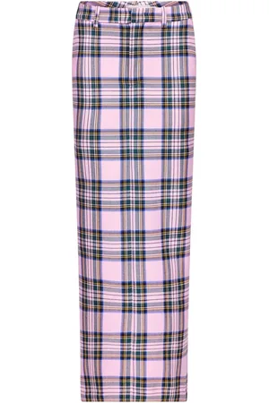 AREA Checked wool midi skirt