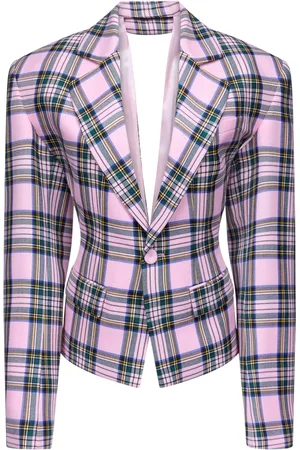 AREA Heart draped cutout checked blazer