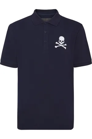 Philipp Plein Skull & Bones embroidered cotton polo shirt