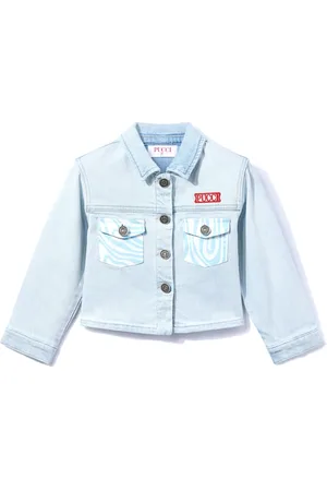 PUCCI Junior Logo-embroidered denim jacket