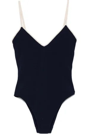 La Perla Monogram-jacquard V-neck swimsuit