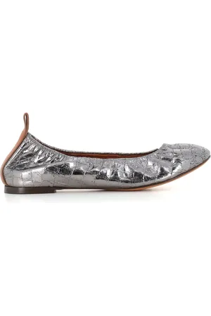 Lanvin Metallic-effect leather ballerina shoes