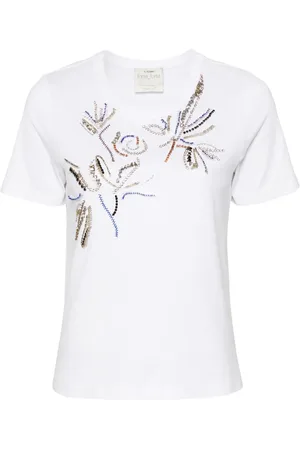 FORTE FORTE Bead-embellishment cotton T-shirt