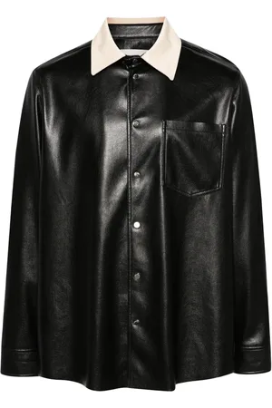 Nanushka Contrasting-collar faux-leather shirt