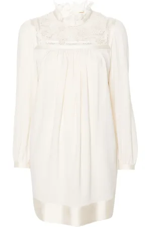 Saint Laurent Guipure-lace panelling mini dress