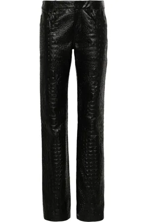 BLUMARINE Crocodile-effect leather trousers