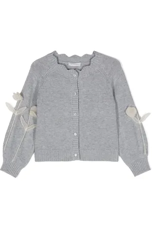 MONNALISA Floral-appliqué cardigan
