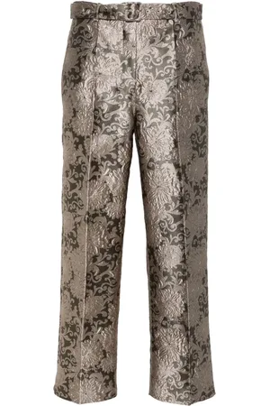 Max Mara Elio floral-jacquard trousers
