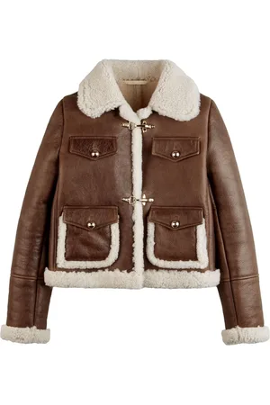 FAY Shearling-trim leather jacket