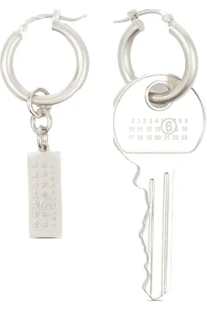 Maison Margiela Tag and Key pendant hoop drop earrings