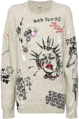 R13 Embroidered boyfriend jumper