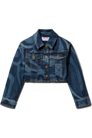 PUCCI Junior Marmo-print denim jacket