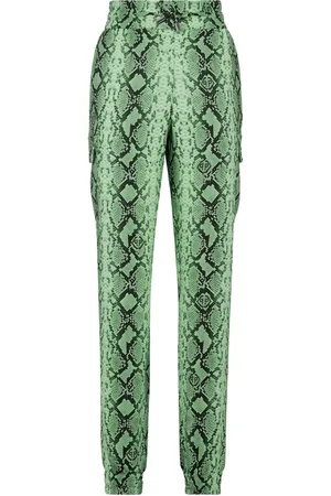 Philipp Plein Python-print satin cargo trousers