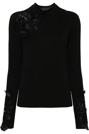 ERMANNO SCERVINO Floral lace-appliqué sweater