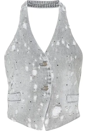 Liu Jo Rhinestone-embellished denim waistcoat