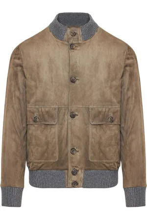 Paul & Shark Ribbed long-sleeve suede jacket