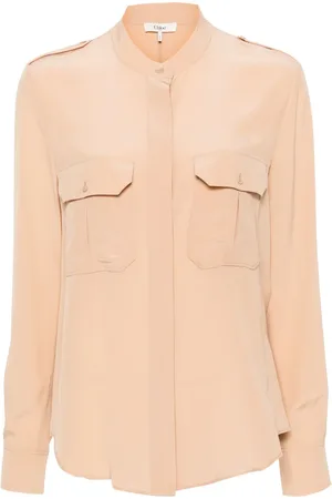 Chloé Band-collar silk blouse