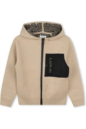 Lanvin Logo-embroidered zip-up hoodie