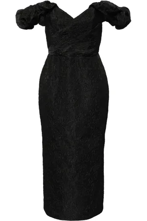 Marchesa Notte Floral cloque midi dress