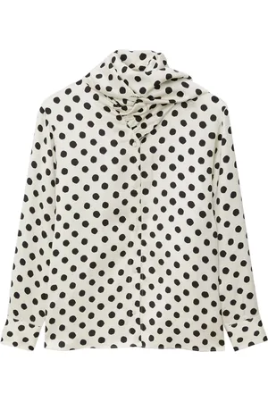 Msgm Polka dot-print gathered-detail shirt