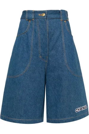CHANEL 1990-2000’s contrasting stitching denim shorts