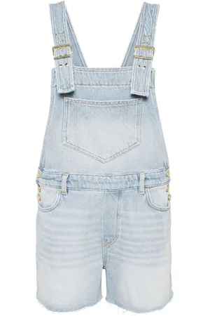 Ganni Whiskered denim playsuit