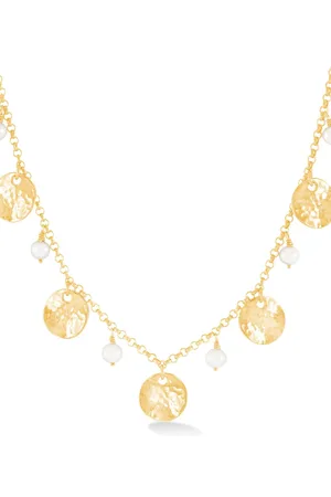Dower and Hall White pearl and disc collar necklace
