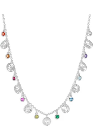 Dower and Hall Hammered disc and gemstone array necklace