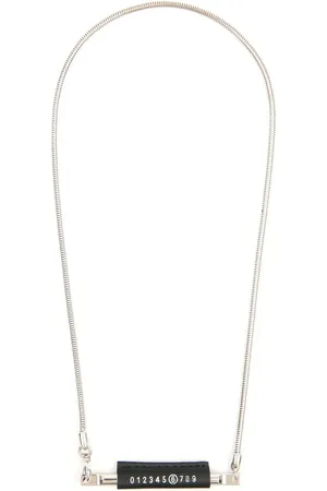 Maison Margiela Number-print leather bar necklace
