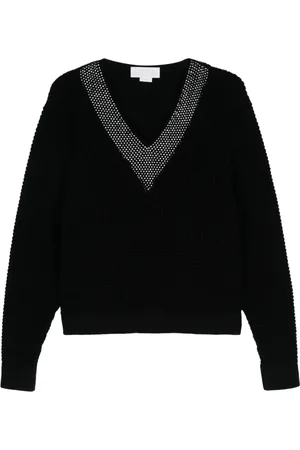 GENNY Rhinestone-neckline sweater