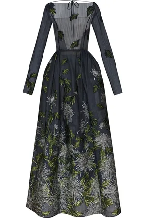 Oscar de la Renta Chrysanthemum fil-coupé gown