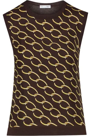 Oscar de la Renta Oscar chain-link inset tank top