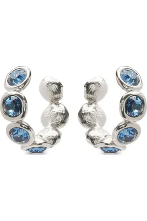 Oscar de la Renta Round Stone hoop earrings