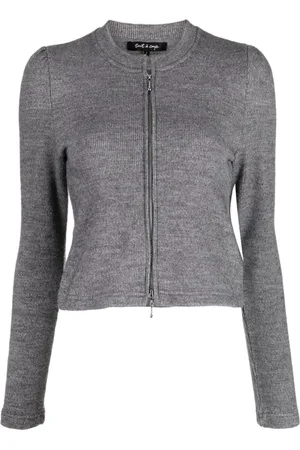 tout a coup Mélange fine-ribbed cropped cardigan