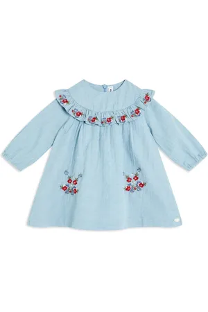 Tartine Et Chocolat Floral-embroidered gingham dress
