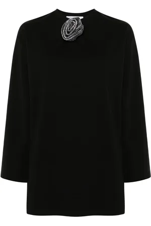 GIUSEPPE DI MORABITO Rhinestone-flower brooch T-shirt dress